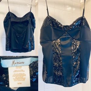 GUESS by MARCIANO Brand Black Satin & Sequin Cami